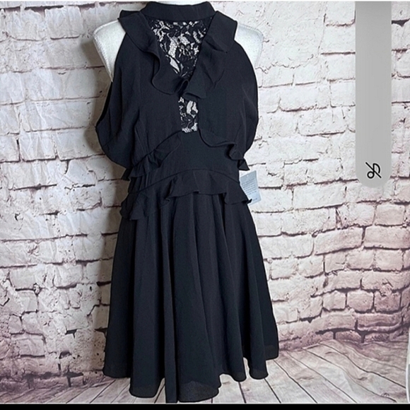 BB Dakota  Women's Black Crazy in Love Short LBD Ruffle Dress Size 8 NWT - Picture 4 of 6